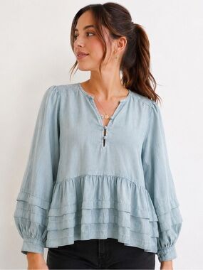 American Eagle Peplum Lyocell Blouse Sage Green NWT Size S